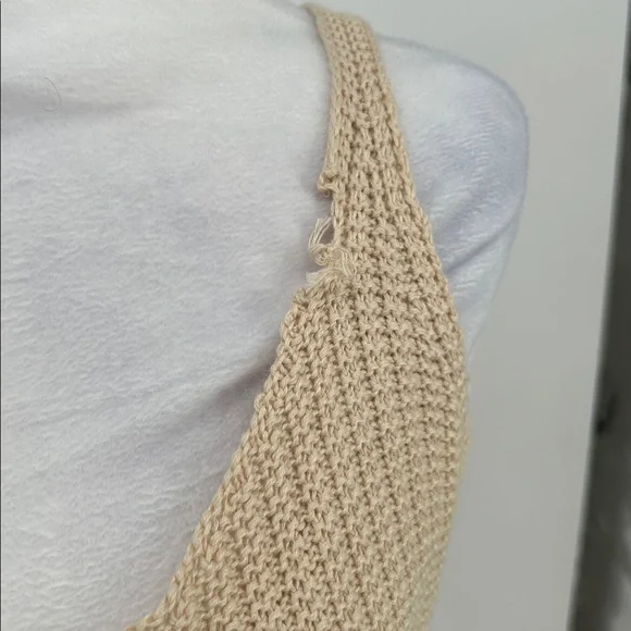 Lulus Beige Crochet Knit Midi Dress Sleeveless Bodycon Small NWT - Picture 4 of 8